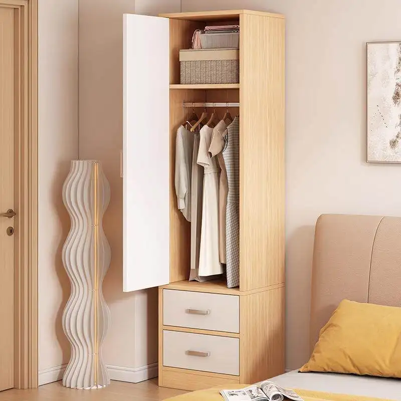

Bamboo Pull-out Sliding Door Hanging Wardrobe with Modern Design for Home Bedroom Rental Apartments & Small Spaces