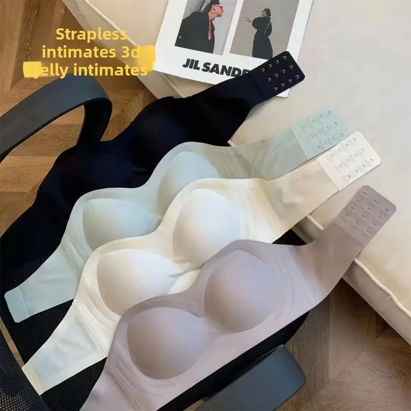 Miracle demi-tasse sans bretelles soutien-gorge Invisible anti-dérapant bustier tubulaire une épaule sans couture petite poitrine Push Up sous-vêtements sans fil femmes