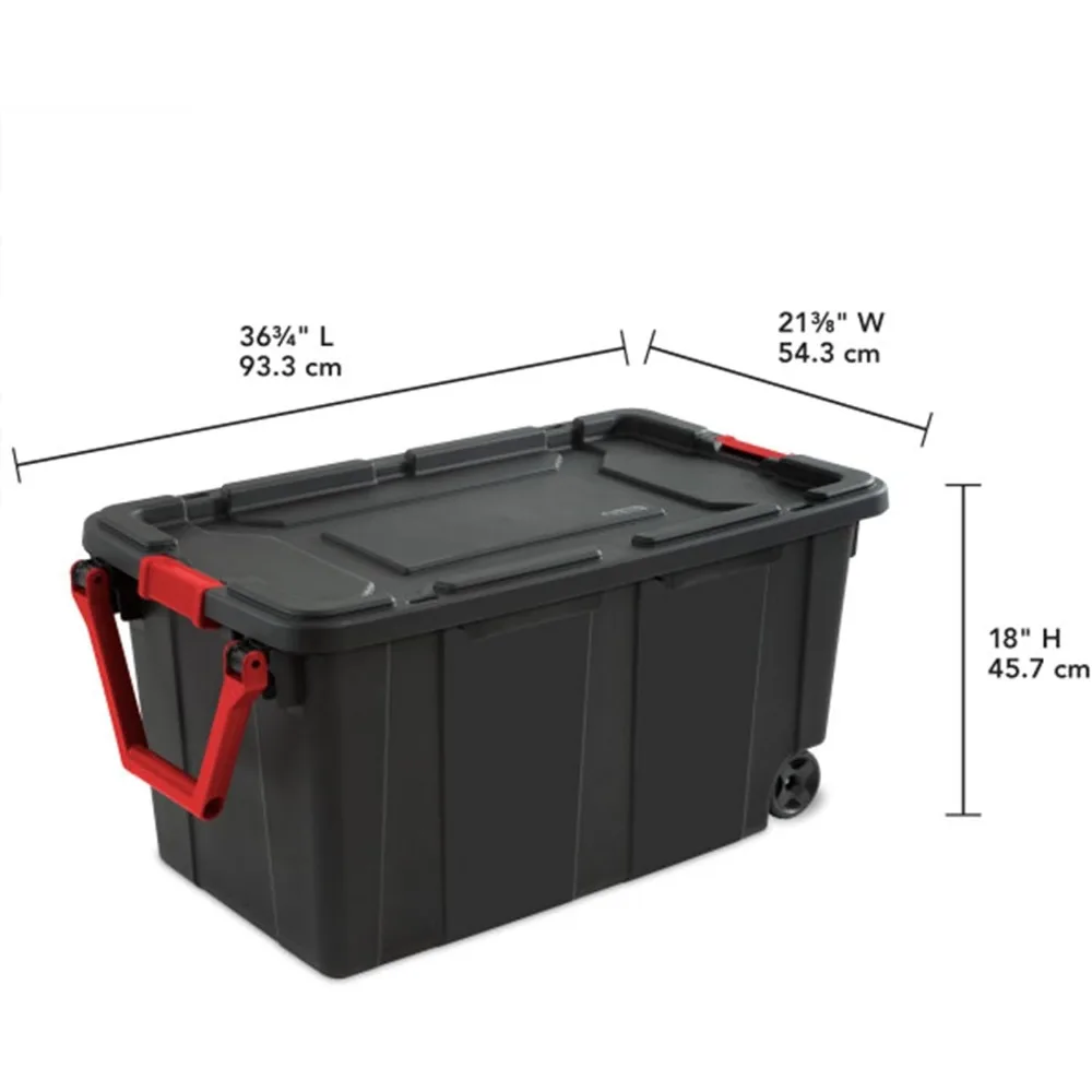 8-Pack Storage Bins, Plastic Organizer Containers w/ Lids & Wheels, 40 Gal