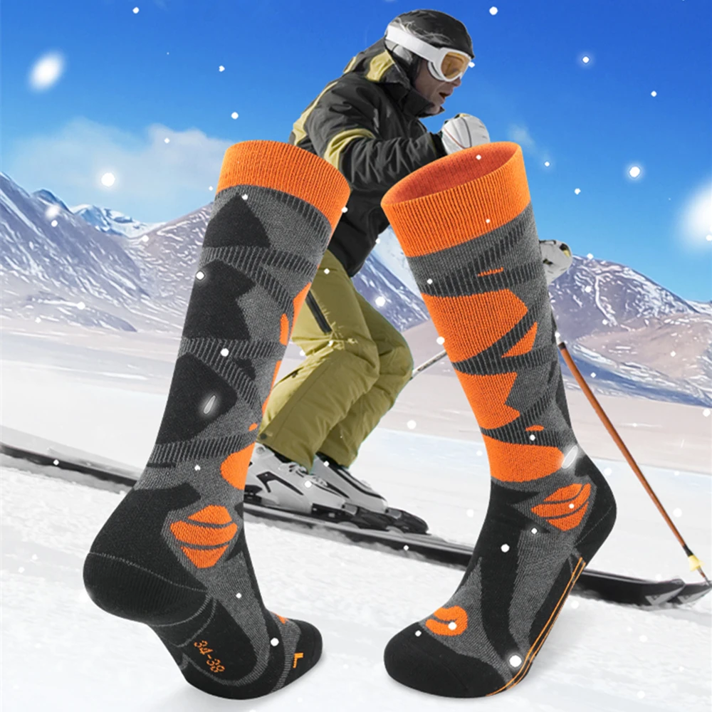 Heren dames jeugd winterskisokken dikker katoen warm houden snowboarden schaatsen skiën buitensportkousen comfortabel