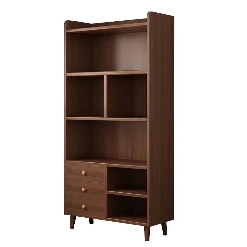 Simple bookshelf integrated wall shelf storage cabinet study home multi-layer floor display cabinet solid wood core bookcase