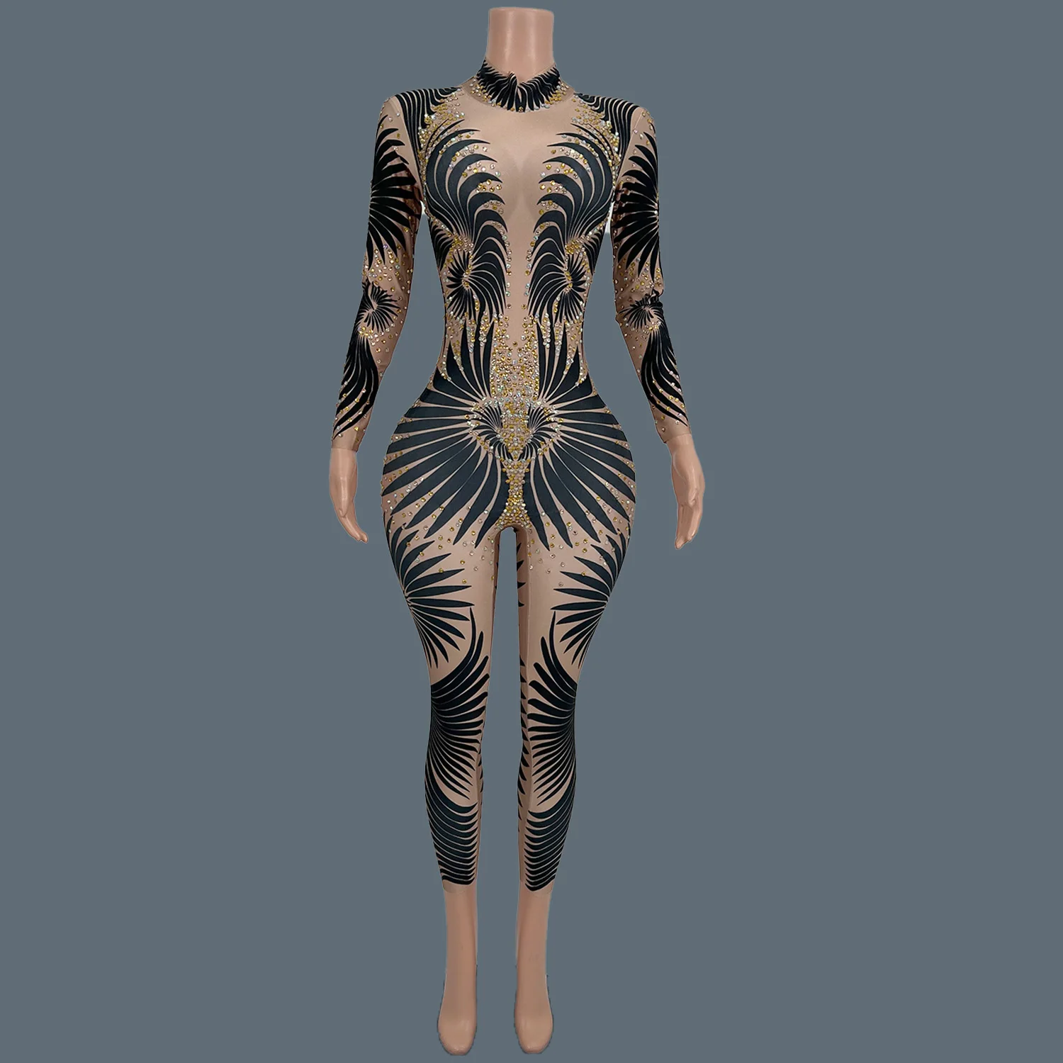

Костюм для шоу девушки, наряд для вечеринки, концертный наряд, костюм для шоу, классический облегающий комбинезон со стразами для женщин, сексуальный танец