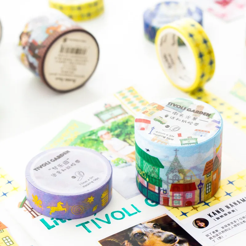 1 Roll Tivoli Carnival Washi Tape 15mm 25mm 40mm X5m High Quality Kawaii Washi Tape Decorative Masking Paste