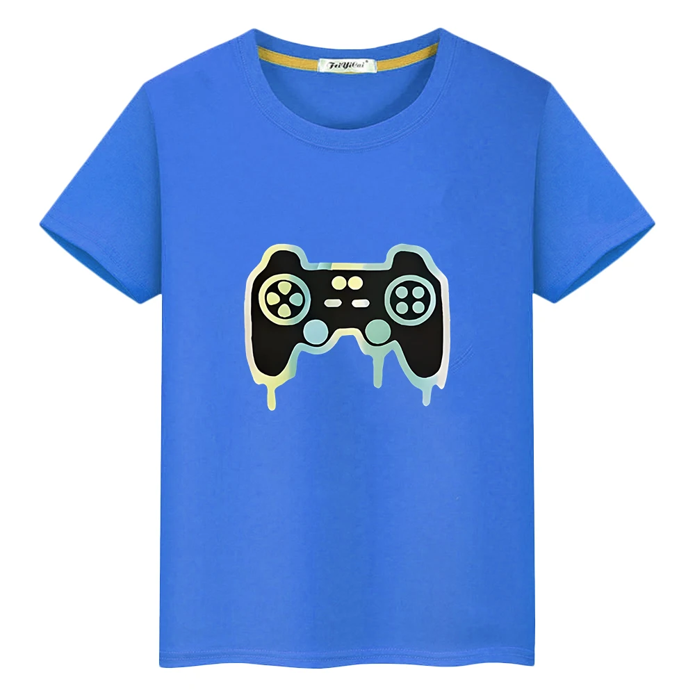 

gamepad Print 100%Cotton T-shirt Kawaii Cute Short Tops Summer anime Tees pride tshirt boy y2k one piece kids clothes girls gift