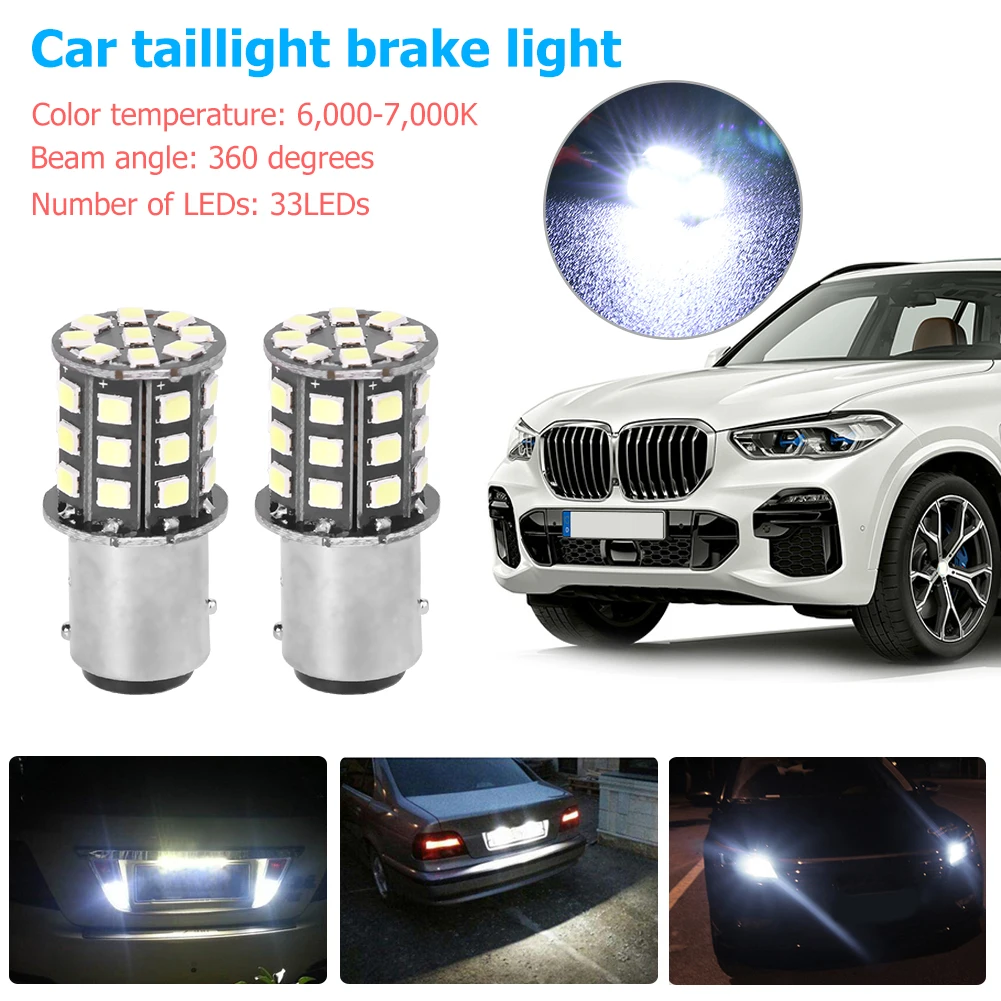 1 Pair 1157/BAY15D 33 SMD2835 LED Car Tail Brake Stop Light Fog Lamp Bulbs