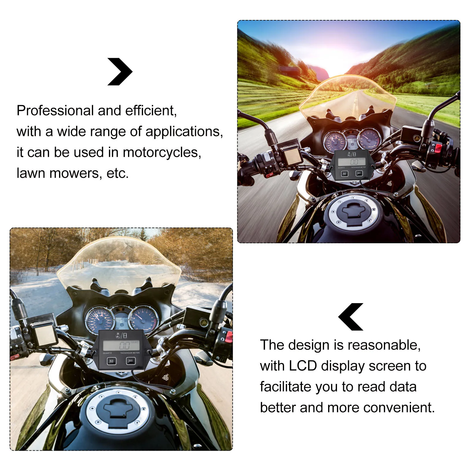 

1Pcs Engine Tachometer Meter Digital LCD Display Timer Maintenance Reminder Low Voltage Motorcycle Lawnmower