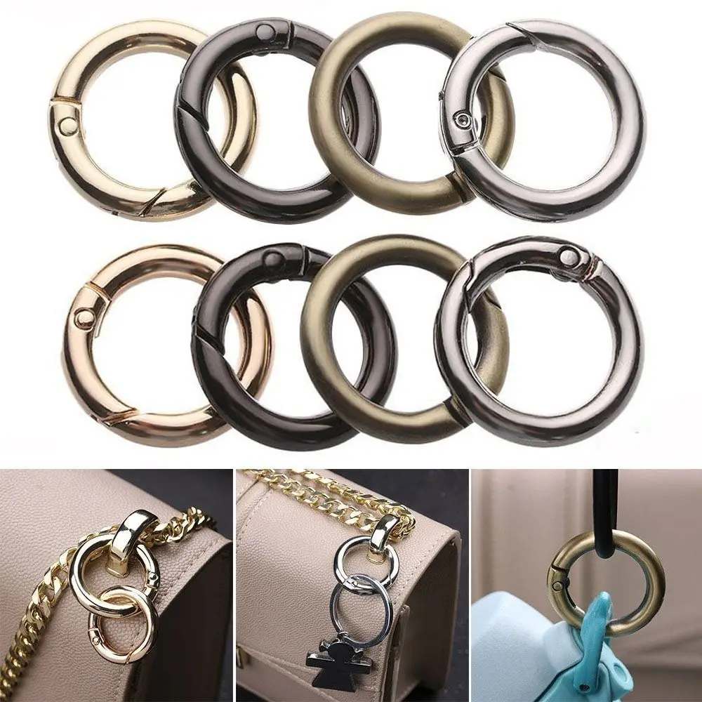 Round Spring Ring Clasp High Quality Zinc Alloy Lightweight Split Key Ring Plated Gate Buckle Bag Accessories