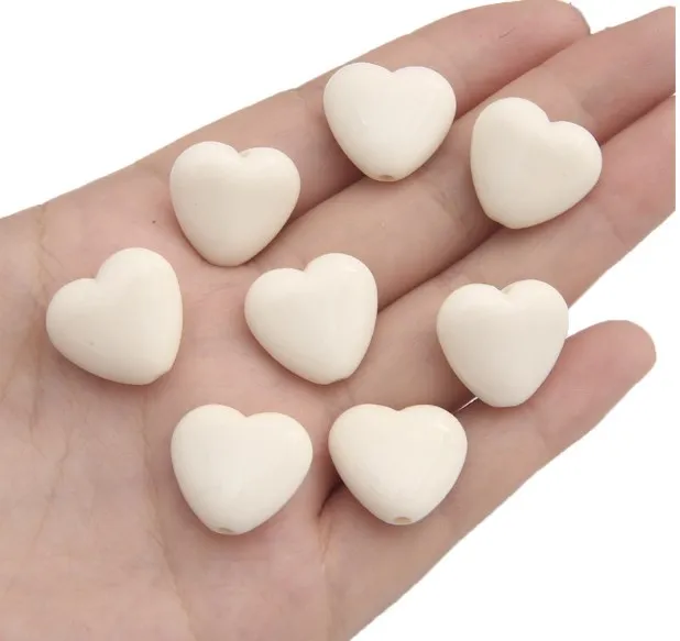 20pcs/lot 17×19mm  Acrylic heart smooth peach beads beaded jewelry hand diy woven bracelet necklace accessories materials