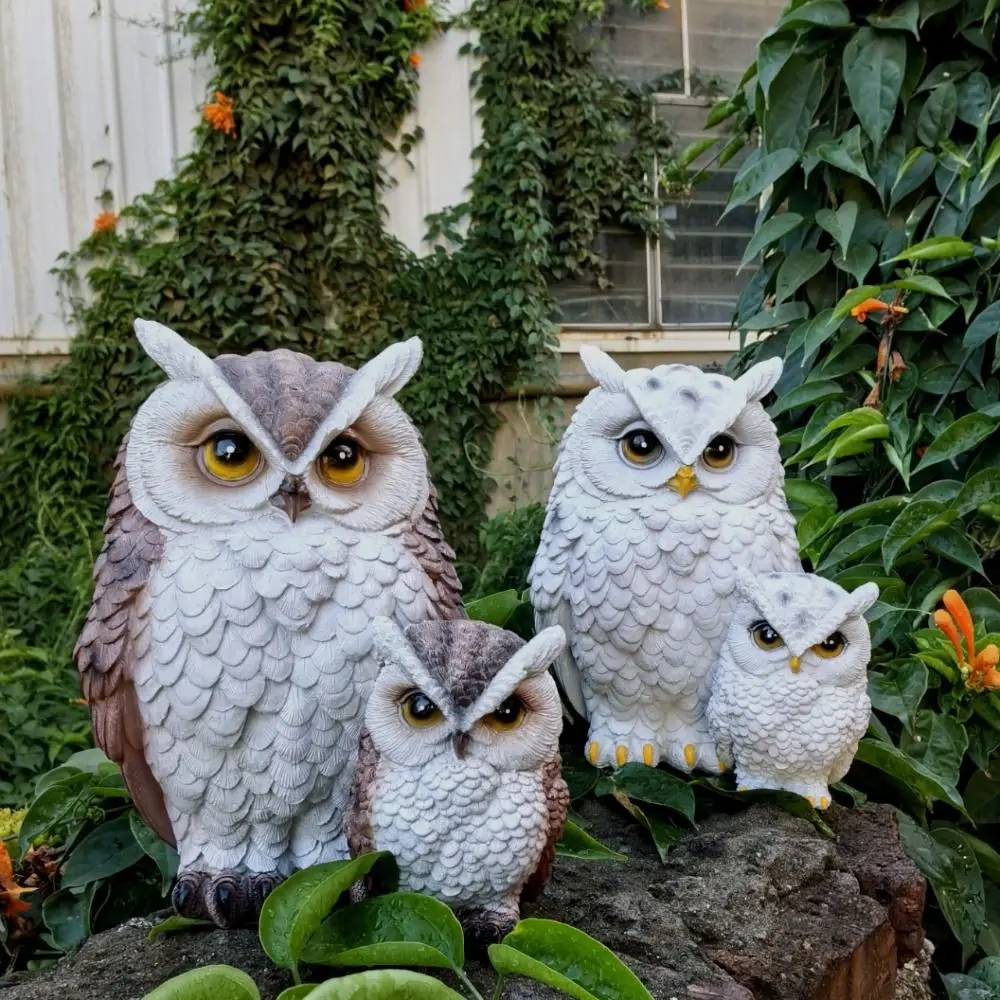 

Miniature Decorative Ornament Resin Owl Statue Cute Creative Animal Bird Sculpture Waterproof Simulated Owl Figurines Office