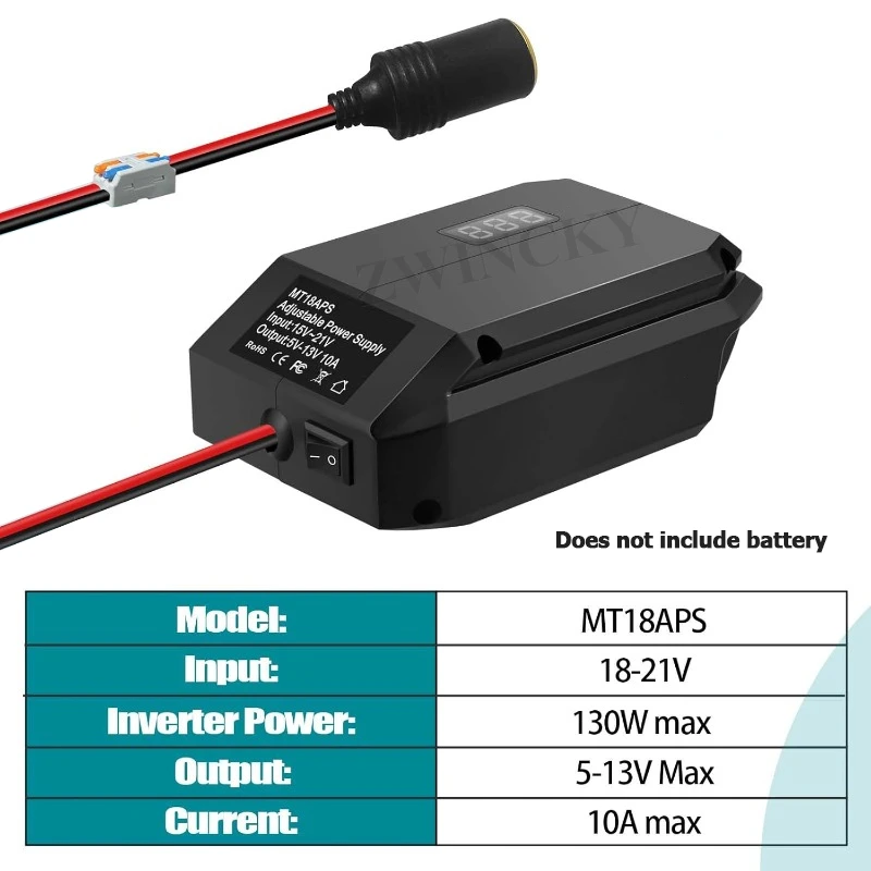 

18V to 12V Step Down Converter for Makita 18V Battery Adapter Cigarette Lighter Adapter Power Wheel Adapter DIY Car Refrigerator