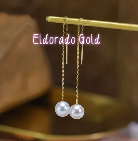 

Серьги Eldorado Gold из 18-каратного золота с жемчугом для женщин, длинные серьги-подвески