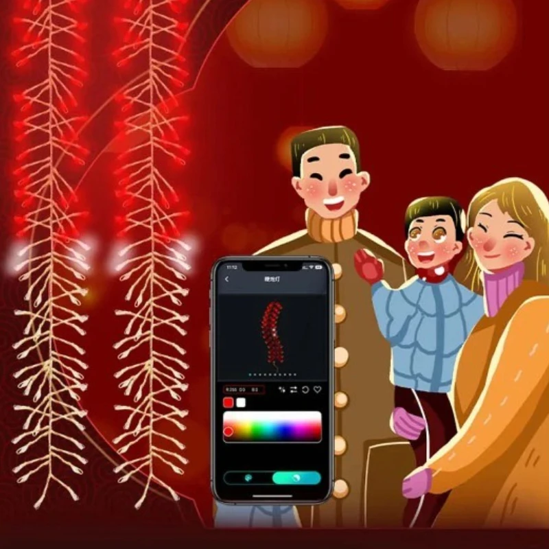 

RGB New Year Home Decoration String Lamp APP Control Christmas Lights Music Bluetooth Chandelier Disco Stage Set Design