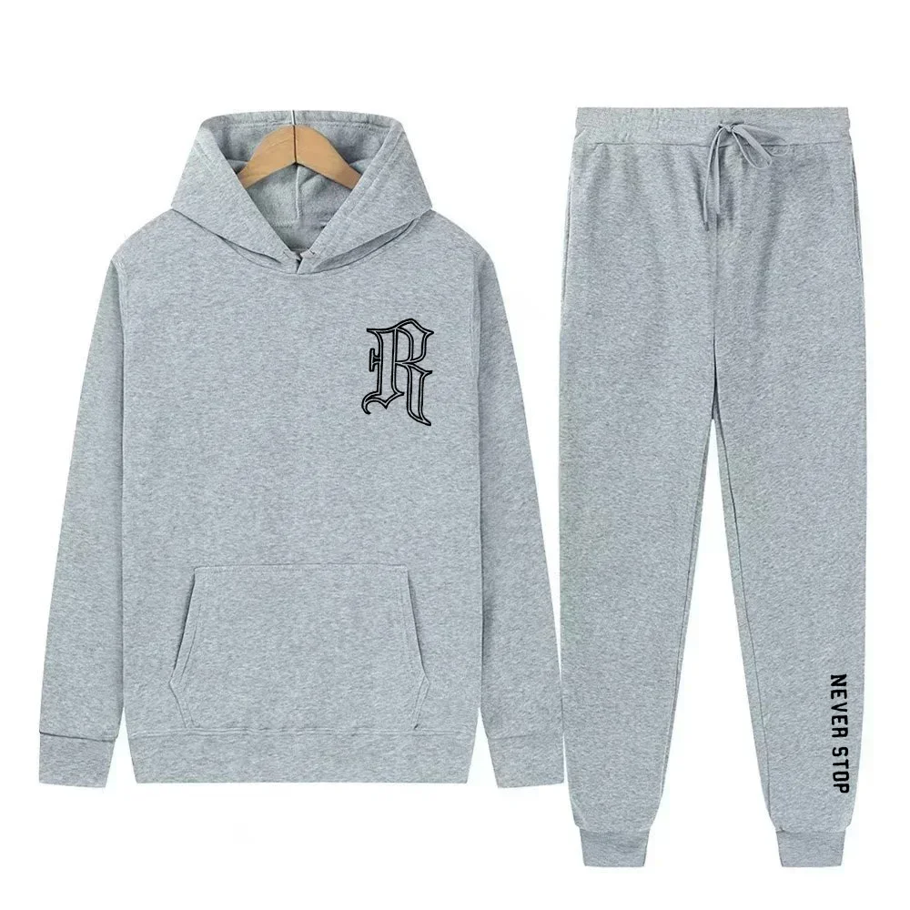 ชุดเสื้อฮู้ดลำลองและกางเกงลำลองสำหรับผู้ชาย ชุดกีฬาและกางเกงกีฬาสำหรับผู้ชายและผู้หญิง ชุดกันหนาวสำหรับผู้ชายในฤดูใบไม้ร่วงและฤดูหนาว