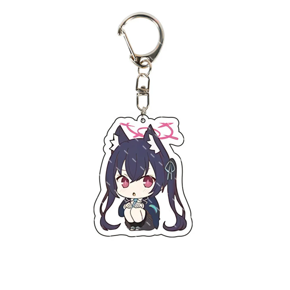 Blue Archive Anime Acrylic Figures Keychain Cartoon Cute Takanashi Hoshino Bag Pendant Chaveio Women Car Keyrings for Fans Gifts