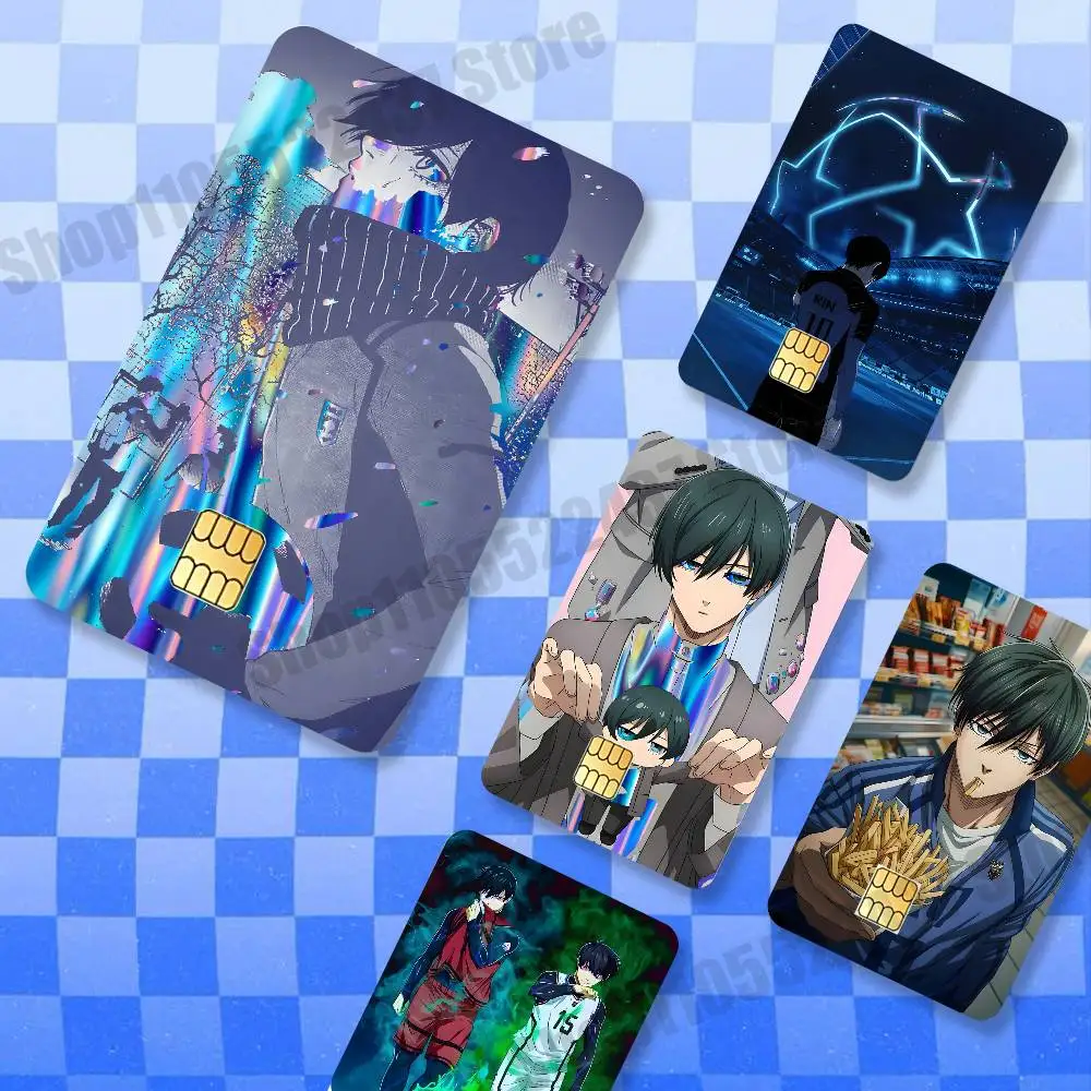 Autocollant holographique brillant pour carte bancaire, carte de crédit, avec motif de dessin animé Anime I-Itoshi Rin