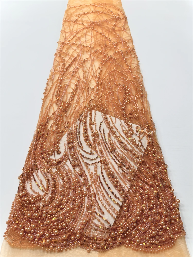 2025 High Quality Luxury Sequins And Beaded Lace Fabric For Wedding  New Design French African Tulle Mesh Lace For Evening Dress