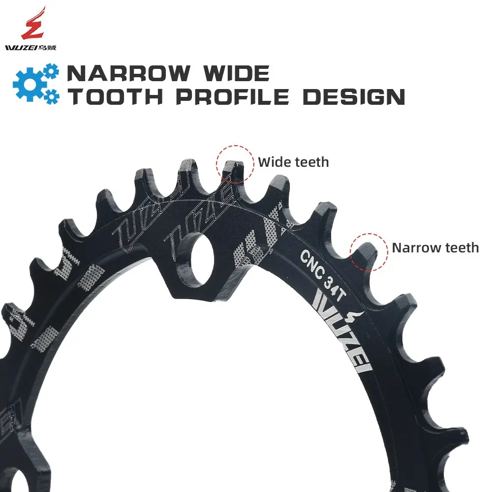 WUZEI MTB 104BCD Round Narrow Wide Chainring Mountain Bike Crown Bicycle 104BCD 34T 36T Crankset Tooth Plate Parts