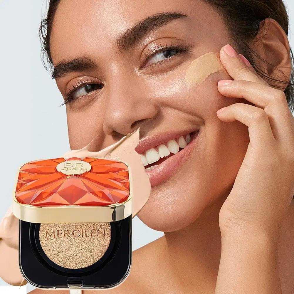 Multi-Function BB Cream Cushion,Sunscreen Concealer Foundation Nourishing Brightening Skin Oil Control Makeup Base For Women