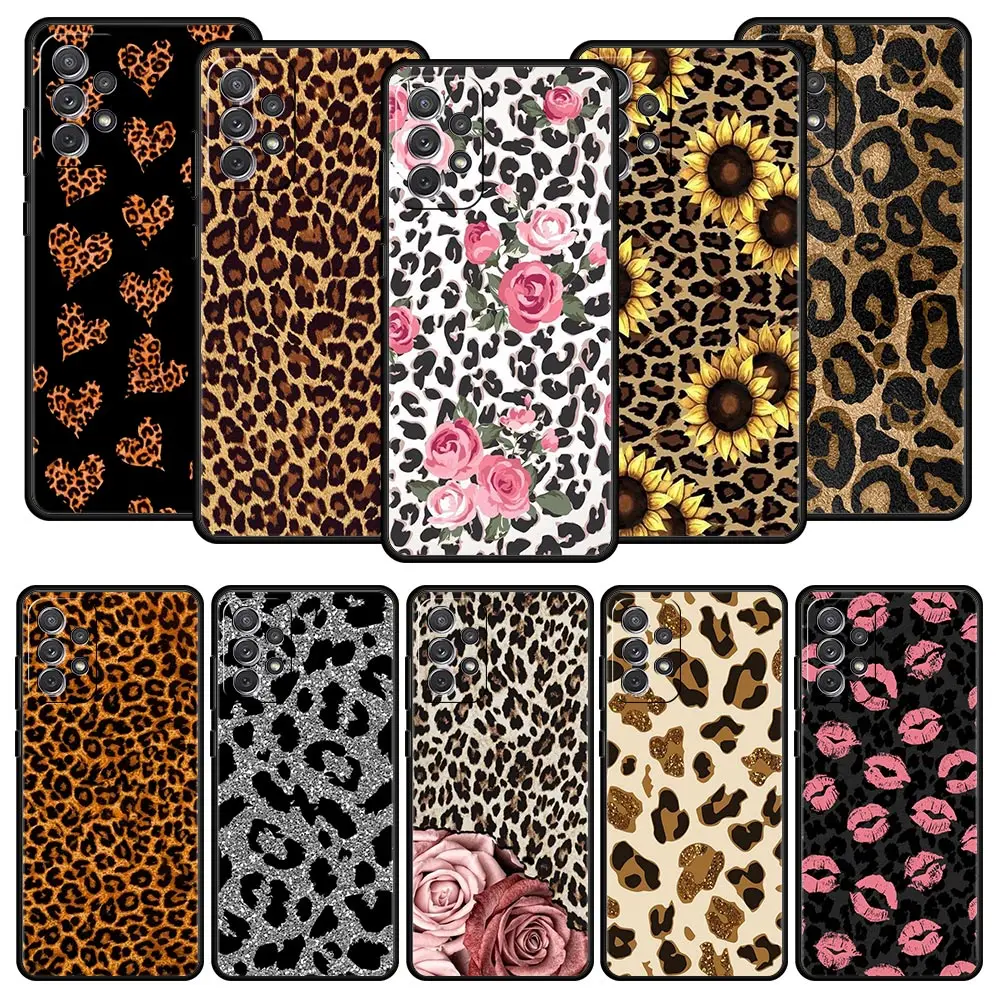 Tiger Leopard Print flower Phone Case For Samsung A13 A51 A71 A41 A31 A21S A11 A01 A03S A12 A32 A52 A22 A23 A33 A53 A73 5G Cover