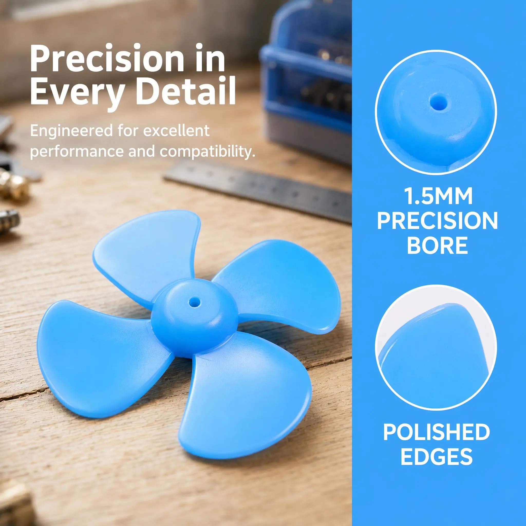 30Pcs Mini Plastic Propellers Four-Blade 4-Blade Rc Plane Propellers Airplane Spare Parts School Science DIY Craft Maker