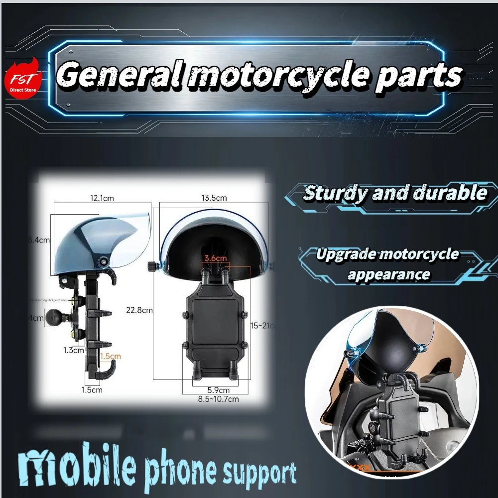 For Motorcycle Phone Holder Extended Sun Visor Mini Helmet Shape Rainproof Cover Cellphone Bracket Mod Accessories