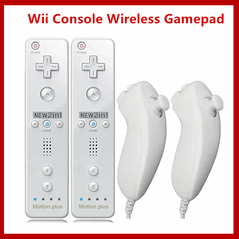 1 pair Wireless Remote Controller with Nunchuck Controller for Wii Console Gamepad with Motion Plus for Wii Games Control