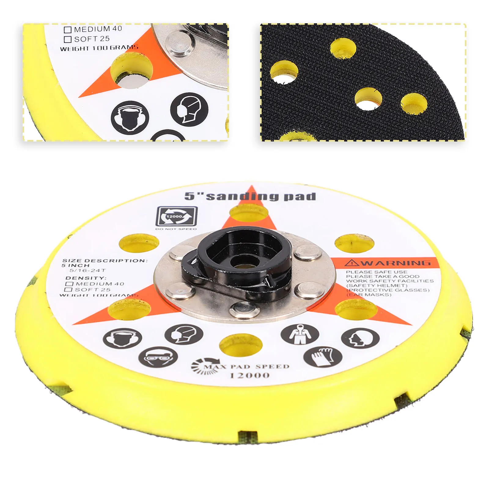 

1pcs 125mm Sanding Pad Polishing Backing Plate Hook And Loop For DA Polisher Self Adhesive Back Plate With Heat Emission Holes