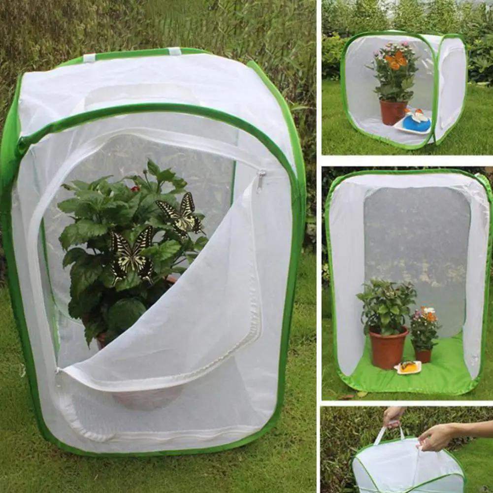 Durable Butterfly Habitat Butterfly House with Zipper Door Foldable Butterfly Habitat Cage Pop-up Mesh Tent with for Raising