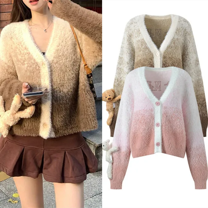 

Высококачественный европейский Sle ort вязаный adient Batwing Sve женский Jaet V-Ne осень-зима Новое поступление Faion Design