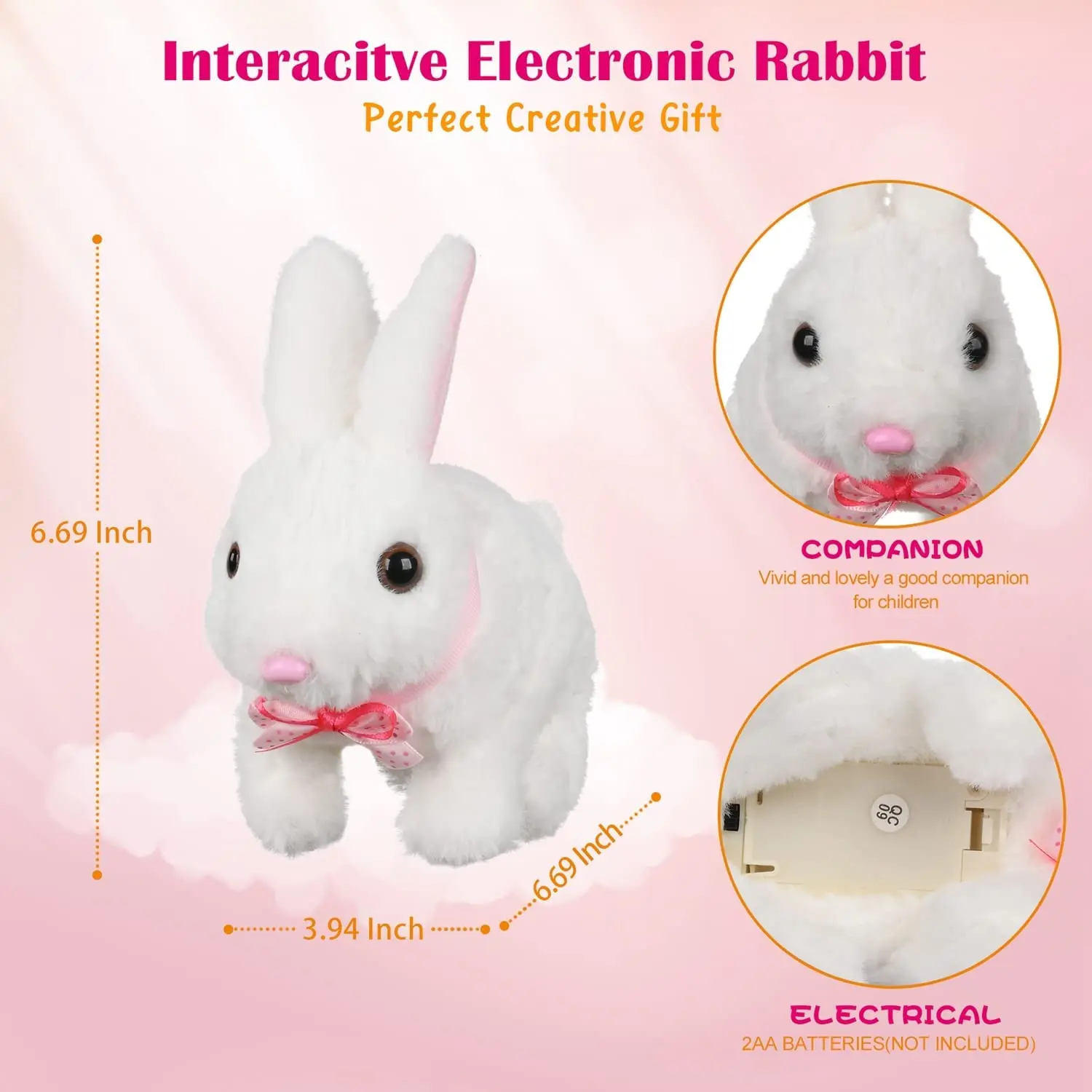 Electronic Plush Rabbit Toy Robot Bunny Walking Jumping Running Animal Shake Ears Cute Electric Pet for Kids Birthday Gifts