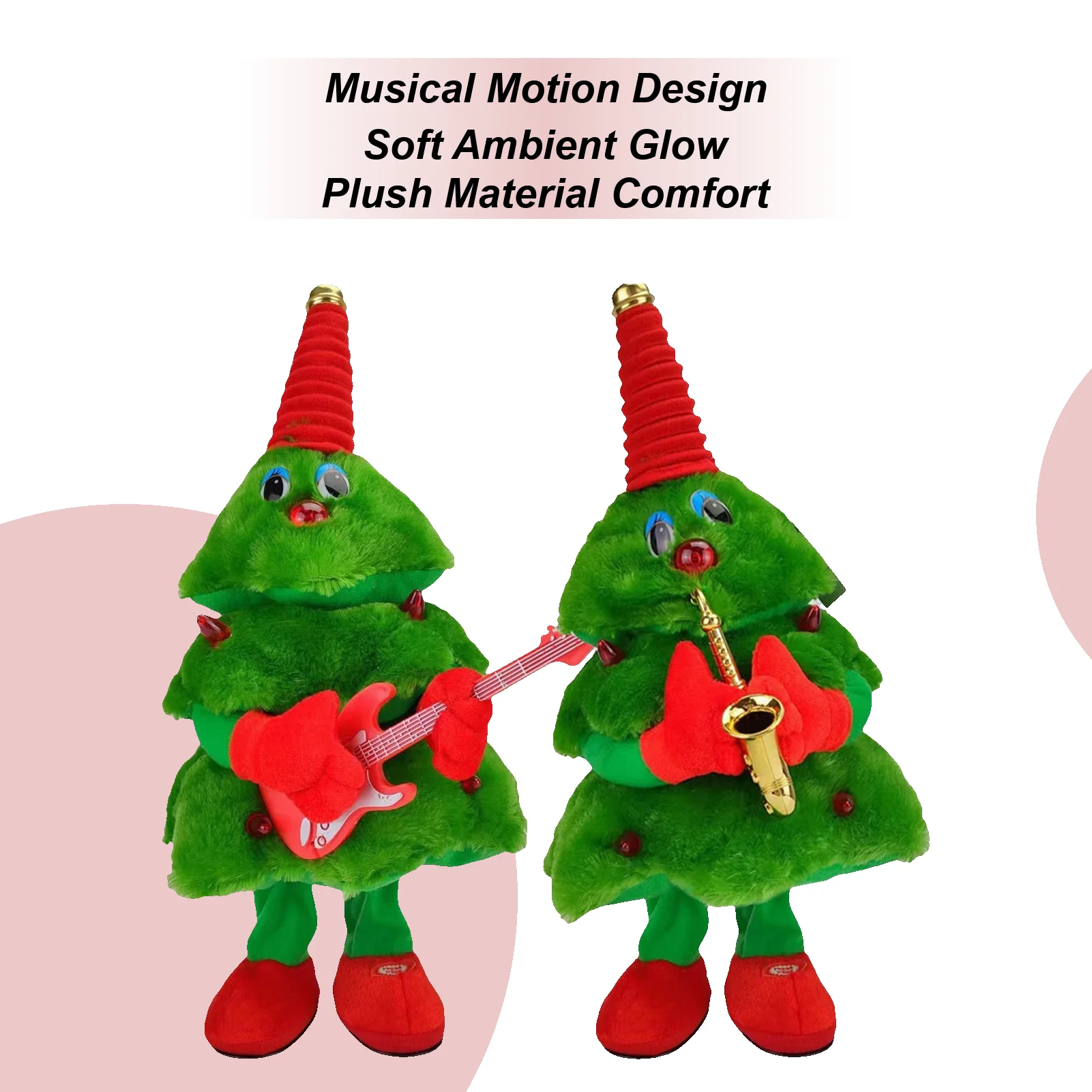 Musical Christmas Tree Electric Wiggle Stuffed Christmas Tree With Light Desktop Ornament Stocking Stuffers For Women Teens Men