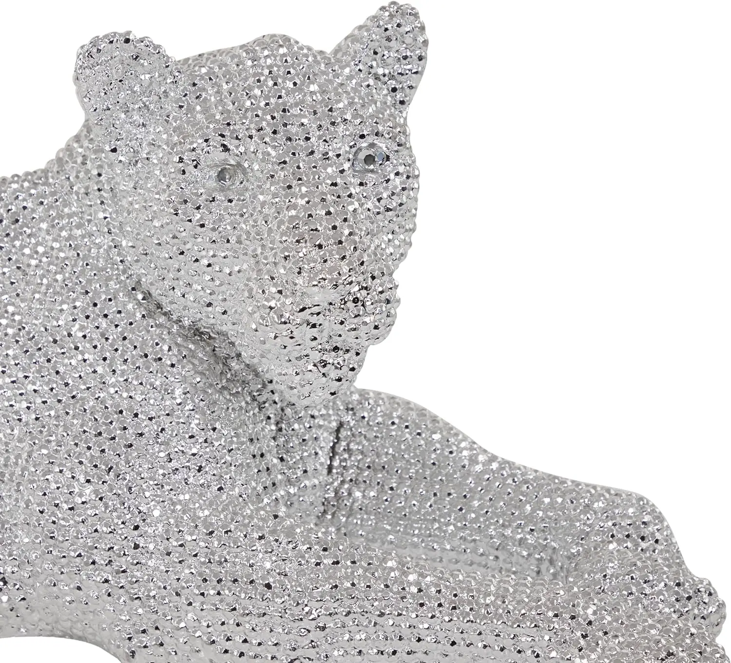 Polystone Leopard Decorative Sculpture Floor Home Decor Statue with Carved Faceted Diamond Exterior,