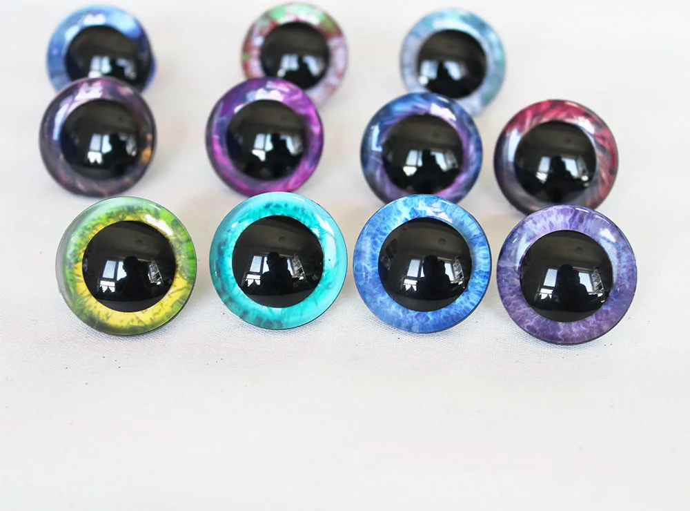 Olhos de segurança de brinquedo em cores 3d arco-íris 9mm-35mm, olho de boneca 3d + lavador para boneca de pelúcia diy-r12