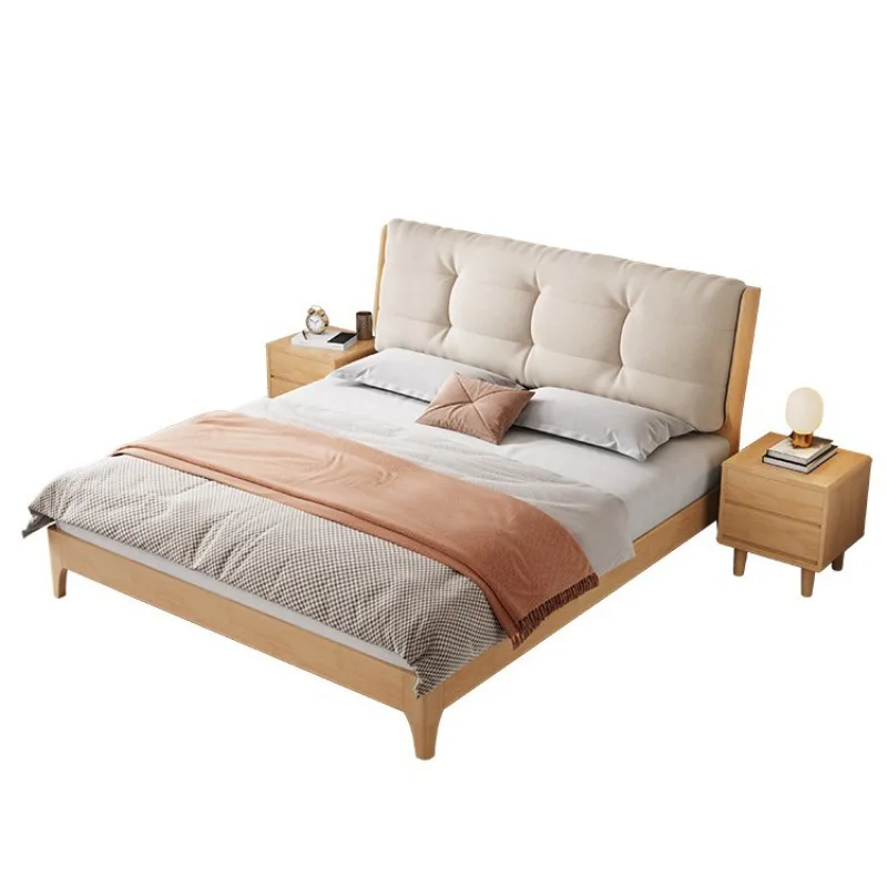 

Solid wood modern simple small apartment 1.8 meters 1.5 double bed with soft master bed