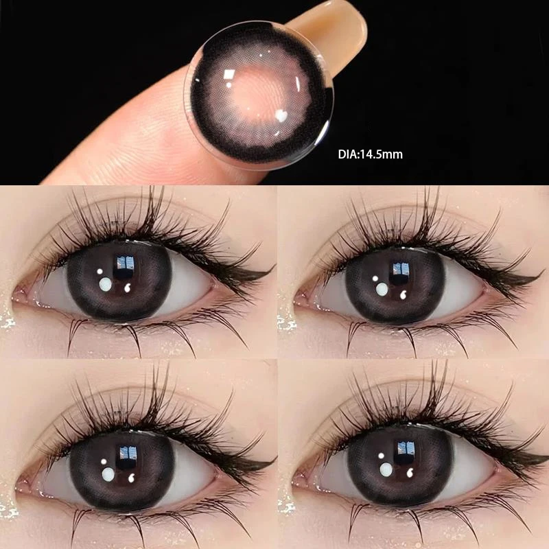 YIMEIXI 1Pair Color Contact Lenses For Eye Natural Gray Eyes with Myopia Prescription High Quality Color Lens Makeup Yearly New