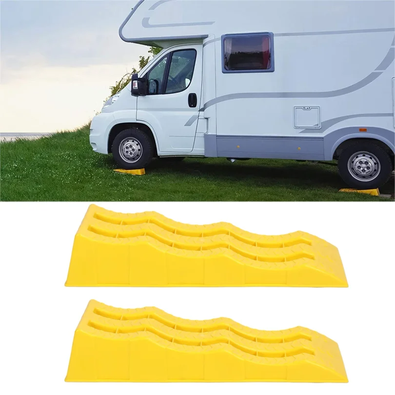 2pcs RV Leveling Ramps 3 Stage Wheel Pad Heavy Duty Wheel Elevated Chock For Stabilizing Uneven Ground And Parking Wholesale