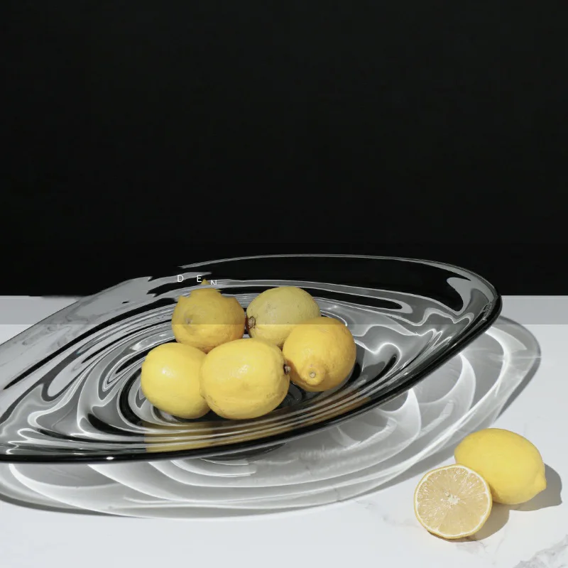 64Cm Large Shaped Glass Fruit Tray Storage Tray Living Room Coffee Table Tv Cabinet Desktop Fruit Dish Decoration Accessories