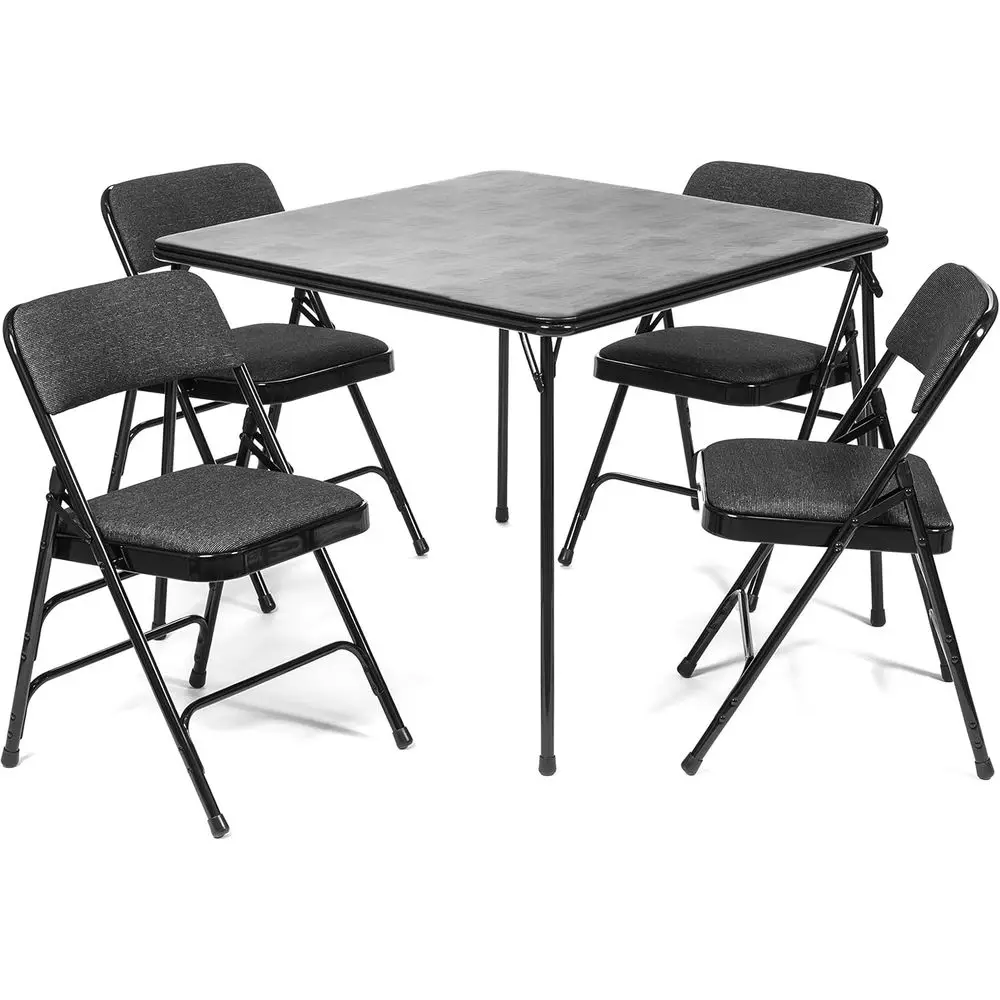 olding Card Table and abric Padded Chair Set (5pc) - Comortable Padded Upholstery - old Away Design, Quick Storage and Portabili