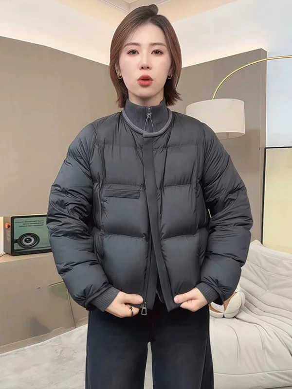 

Korean Style round Neck Thickened Cotton Jacket Women's Winter New Loose Warm Versatile Casual Outerwear Long Sleeve