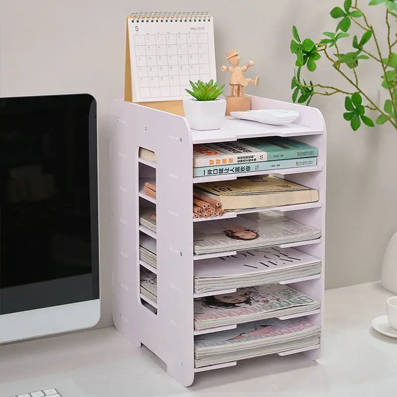 A4 Desktop Storage File Shelf School Book Materials Test Paper Sorting Organizer of Office Large Capacity Data Storage Box