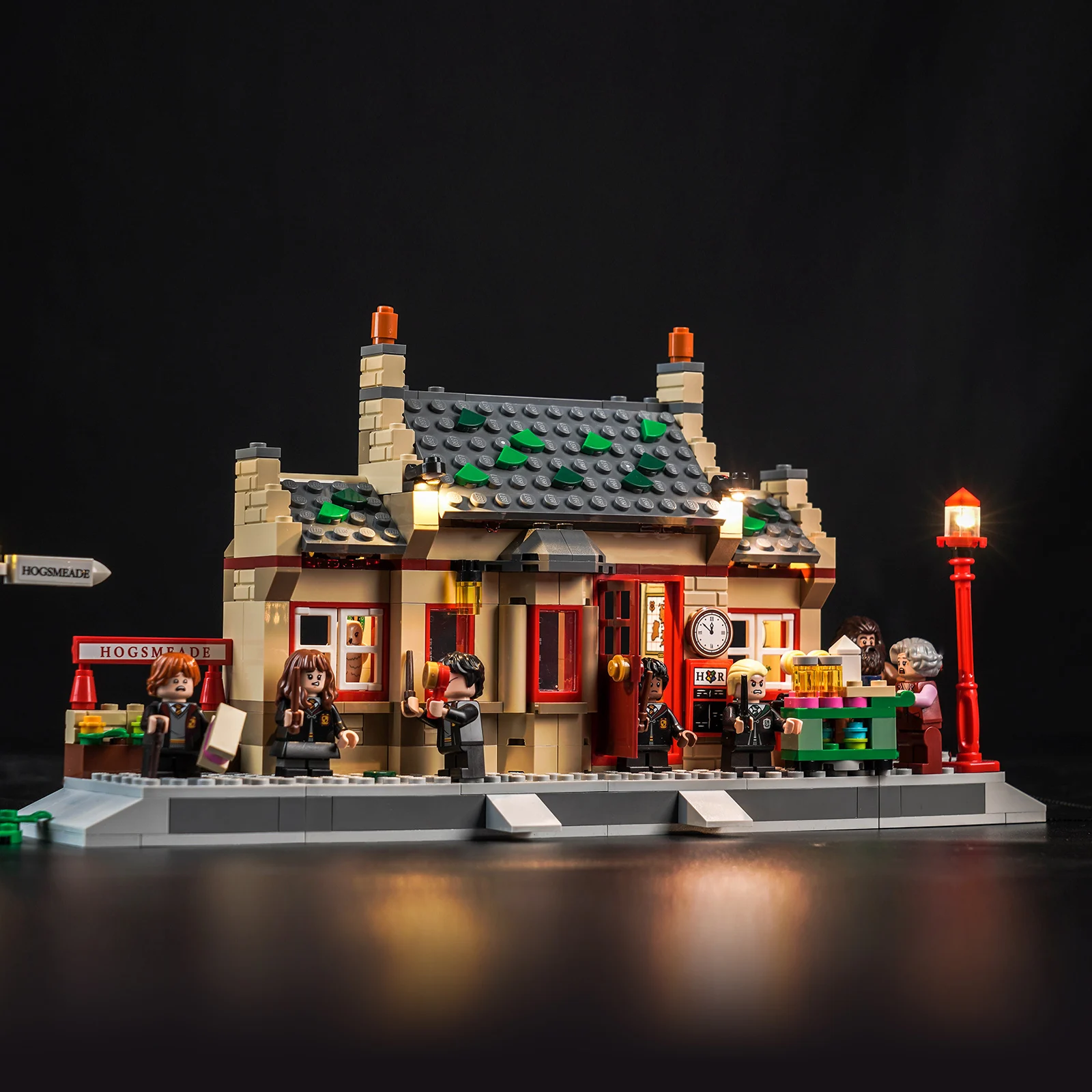 Vonado-Trem Expresso de Hogwarts com a Estação Hogsmeade, Blocos de Construção, Luz LED para 76423, Modelo Não Incluído