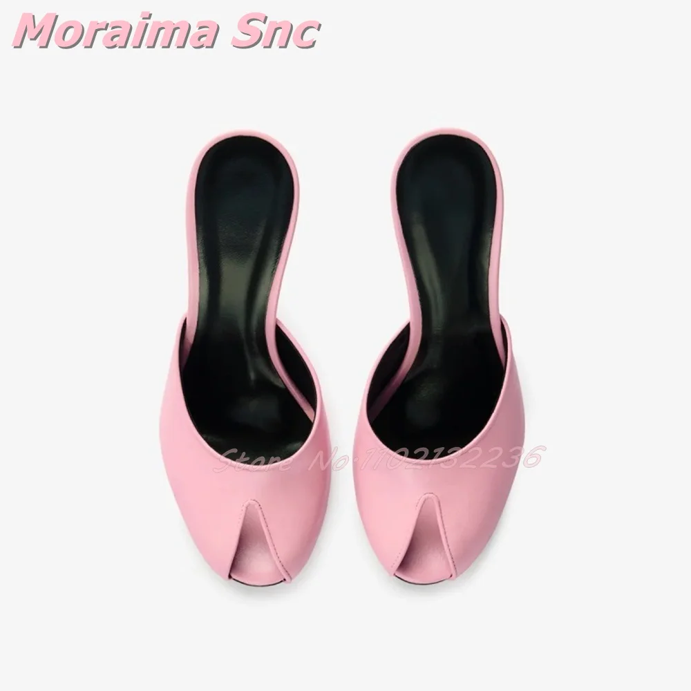 

Новейшие женские летние шлепанцы-мюли с открытым носком на шпильке, розовые, однотонные, модные, больших размеров, модель 2026
