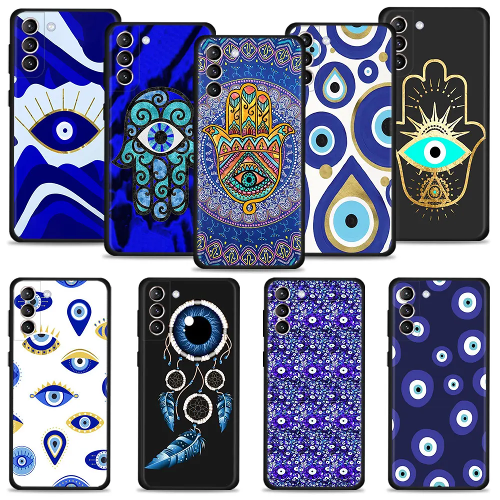 Case For Samsung Galaxy S24 S23 S22 S21 S20 Ultra FE S10 Plus Note 20Ultra 10Plus Cover Funda Blue Nazar Boncuğu Evil Eye