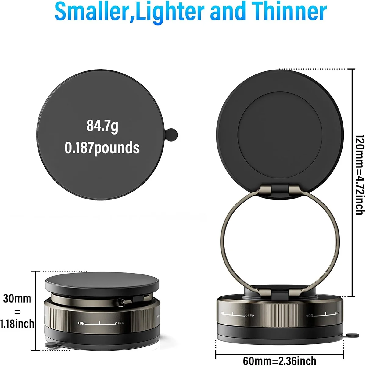 Vacuum Magnetic Phone Holder - Upgraded 360° Rotatable Suction Cup Phone Mount,Foldable Portable Vacuum Strong Magnet Cell Phone