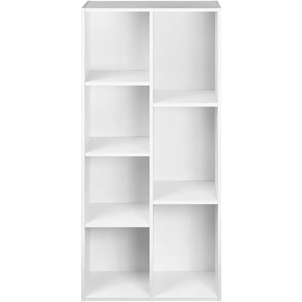 رف كتب منظم 7 مكعبات للمنزل والمكتب، حل تخزين، 9.25 عميق × 19.49 عرض × 41.73 ارتفاع، أبيض