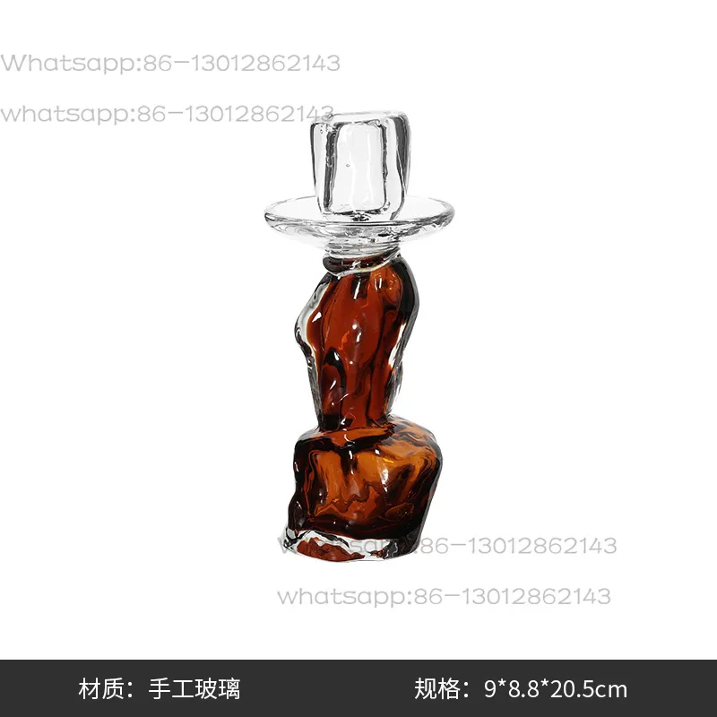 Artistic Color-Block Glass Candle Holder for Villa Living Room Coffee Table Dining Table High-End Light Luxury Decorative