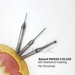 Roland DWX50,51D,52D cyrkonu D4 Shank diamentowa powłoka DC frezy średnica 2.0/1.5/1.0/0.6/0.3mm wiertła wiertnicze