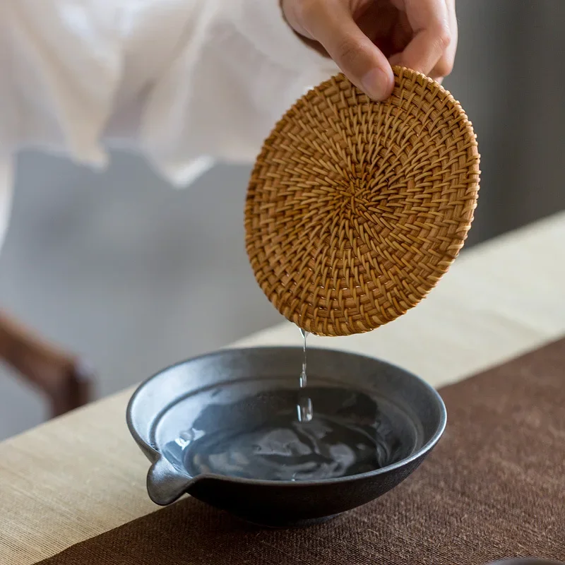 Japanese Rattan Pot Tray Ceramic Pot Tray Bamboo Tea Tray Pot Mat Tea Mat Kung Fu Tea Utensils Tea Ceremony Utensil Tea Table