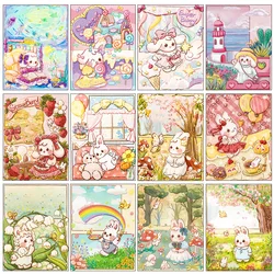 2023 New Series 5D Diamond Painting Cute Rabbit Garden Cross Stitch Diamond Animal Embroidery Mosaic Handicrafts Home Decoration