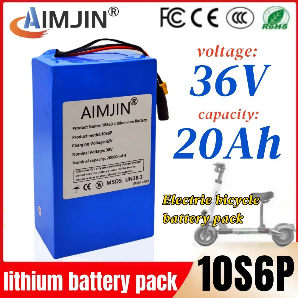 

New 10S6P Li-ion battery pack 36V 20000mAh 1000W High power Suitable For bicycles, wheelchairs, outdoor motorcycles Built in BMS